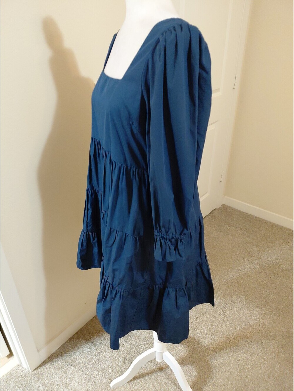 NWT Madewell Poplin Lizzie Babydoll Tiered Dress Twilight Navy Blue Size 8 #659 - Picture 5 of 10